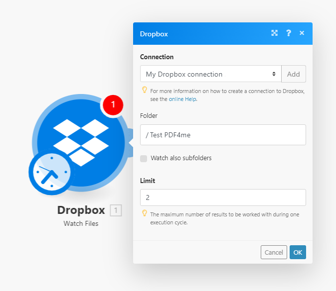 Dropbox module to Watch Files
