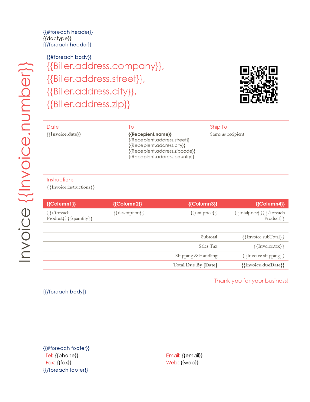 Sample invoice template for mail merge