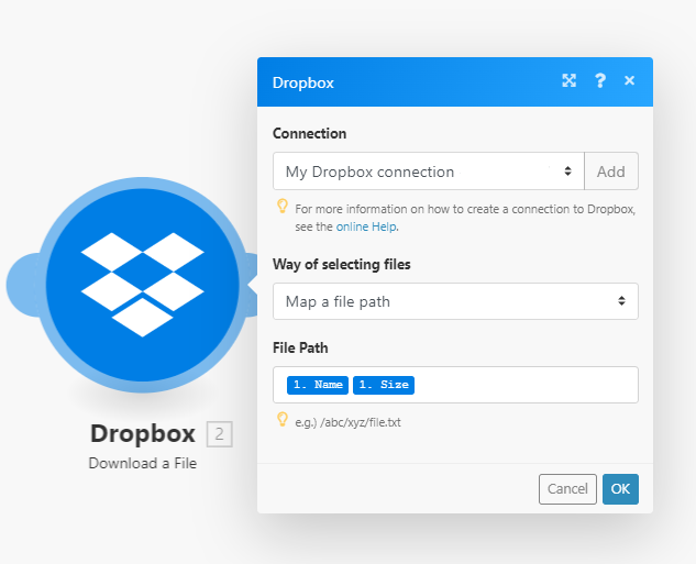 Download template from Dropbox
