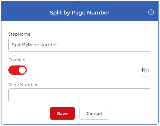 Split by page number action