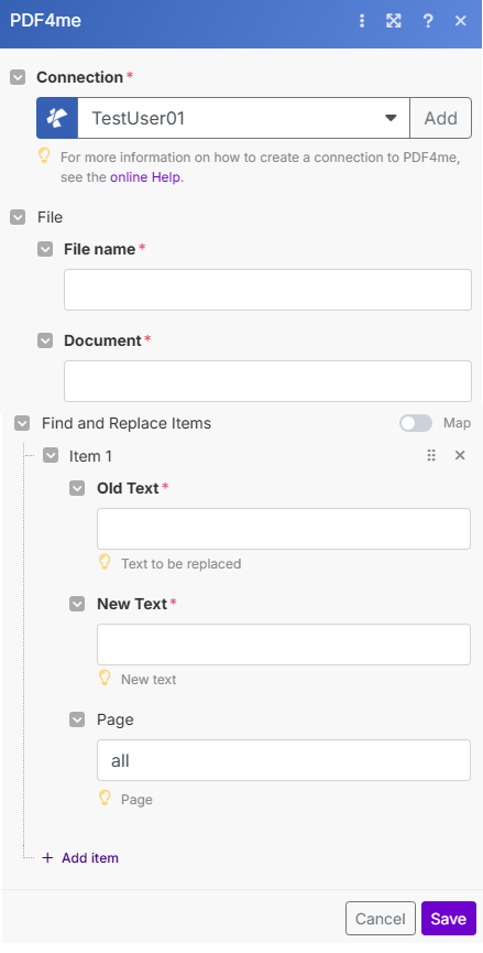 Find and Replace module in Make