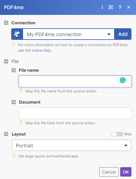 Convert HTML to PDF module in Make