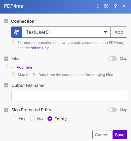 Merge Multiple PDFs module in Make