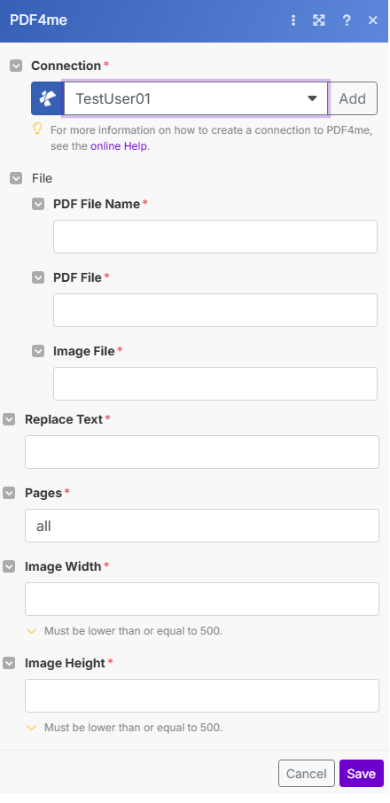 Replace text with Image module in Make