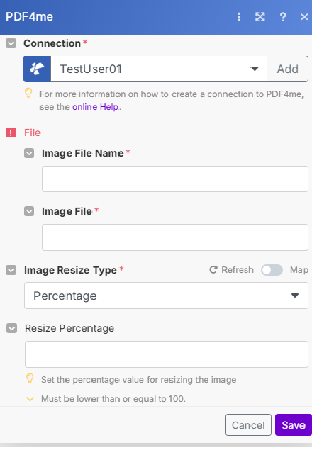 Resize Image module in Make