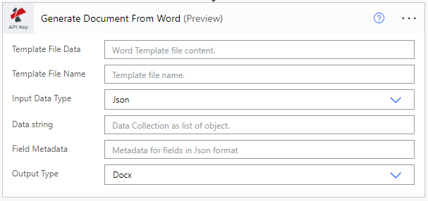 Generate documents from Word template action